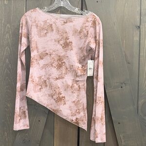 PacSun Asymmetrical Long Sleeve Top in Pink and Brown